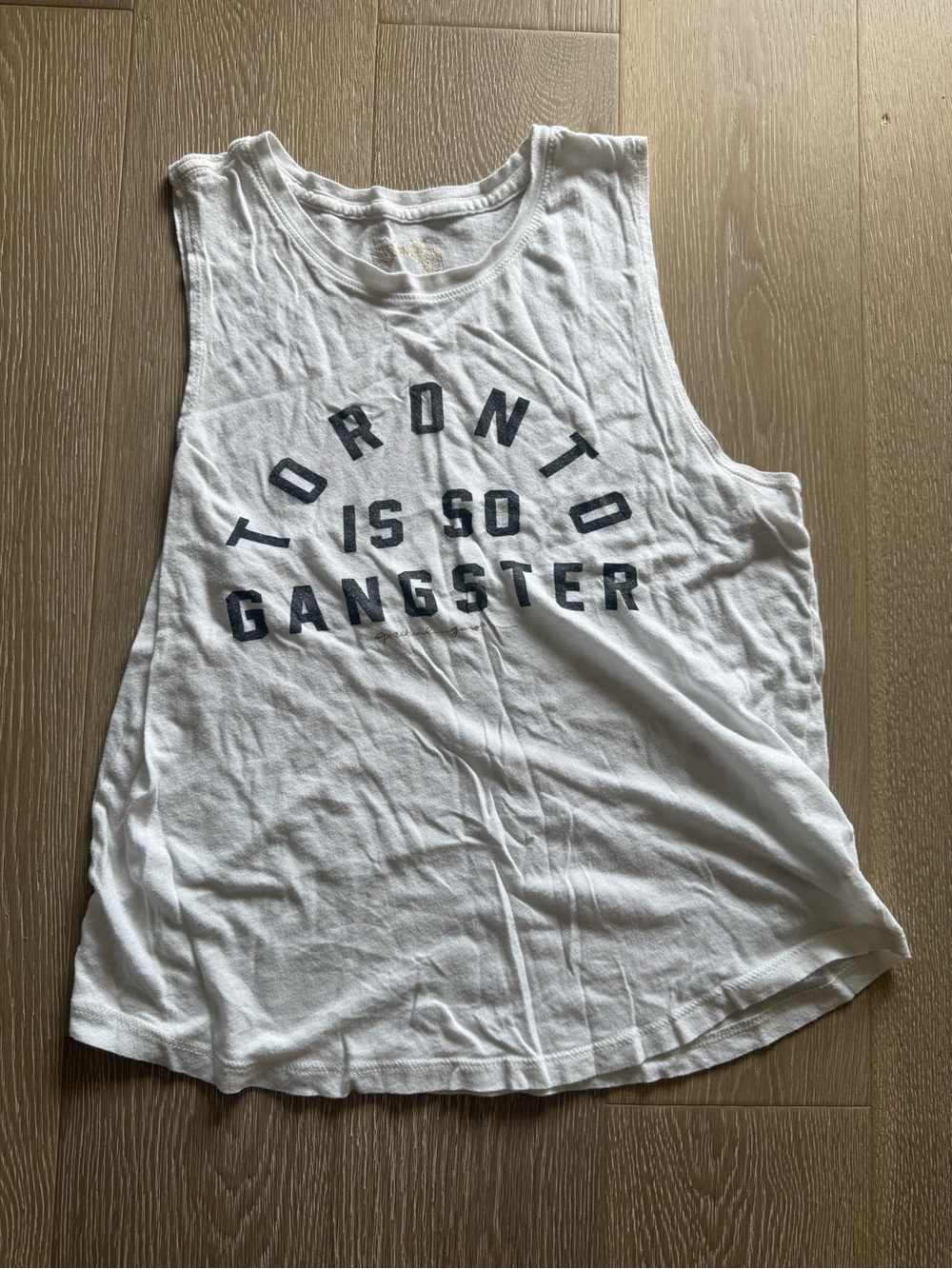 Spiritual Gangster White Muscle Tank with Navy Graphic